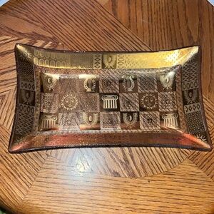 MCM Georges Briard gold rectangular bent glass tray. Excellent condition.